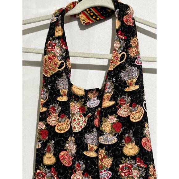 Apron Reversible Vintage Floral Teapots & Snowman Holidays Christmas Adorable ! - Picture 3 of 10
